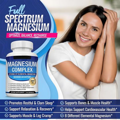 TK Magnesium Complex Capsules — 8-Form Blend for Sleep, Muscle & Energy
